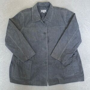 Denim & Co Gray‎ 100% Suede Leather Trendy Transitional Jacket Women's Plus 2X